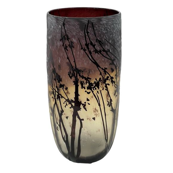 Vintage Other - Acid Etched Purple Cameo Glass Baluster Vase